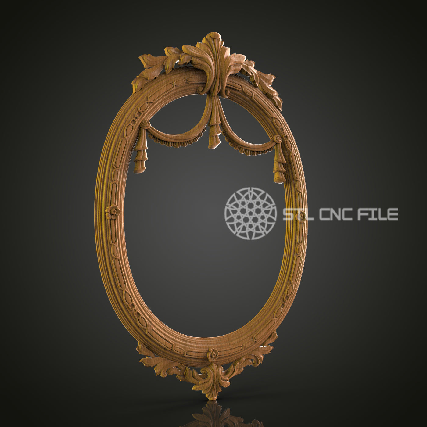 Decorative Oval Wood Frame STL Model, CNC Router Engraver, Artcam, Aspire, CNC files, Wall Art, 3D Printer