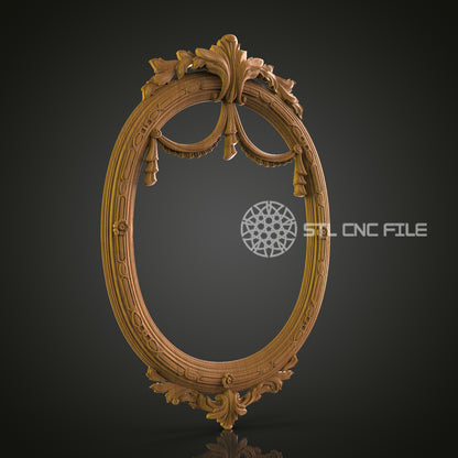 Decorative Oval Wood Frame STL Model, CNC Router Engraver, Artcam, Aspire, CNC files, Wall Art, 3D Printer