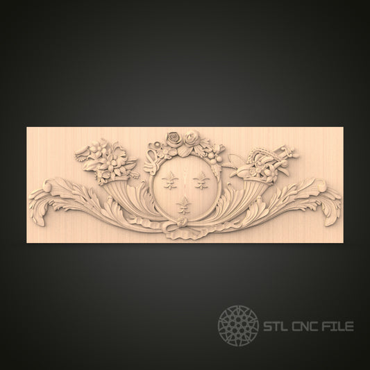Elegant Rococo Wall Panel 3D Model STL File, Floral Rocaille Decor for CNC Router – Artcam, Aspire Compatible