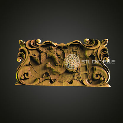 Baroque Dragon Relief STL File – Ornate CNC Router Carving for Wall Art