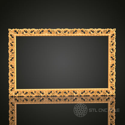 Intricate Rectangular Frame Design STL Model for CNC Router Engraver - Artcam, Aspire, CNC Files, 3D Printer Compatible, Wall Decor