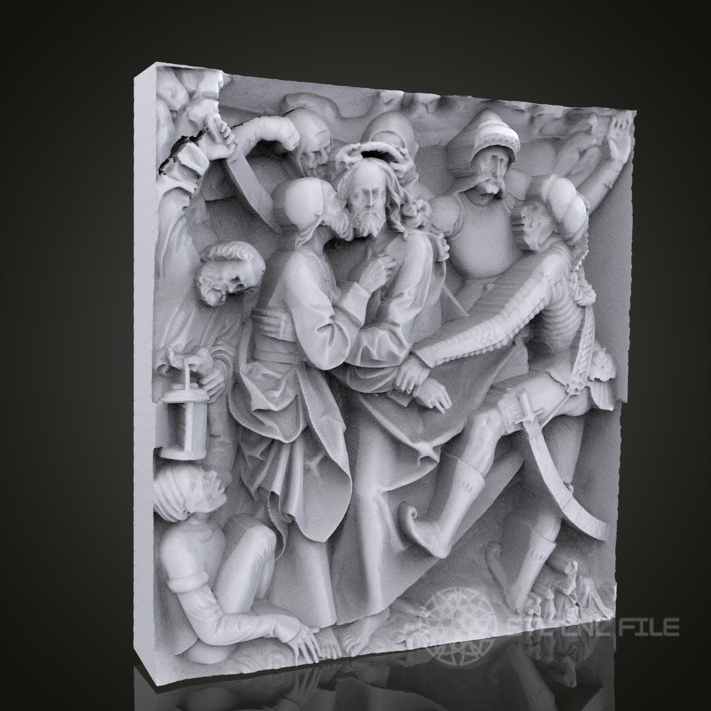 Betrayal of Christ 3D Relief Art for CNC Router, Artcam, Aspire, Wall Decor, STL Model, Compatible with 3D Printers