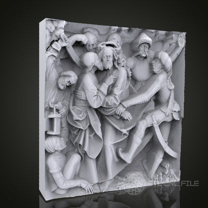 Betrayal of Christ 3D Relief Art for CNC Router, Artcam, Aspire, Wall Decor, STL Model, Compatible with 3D Printers