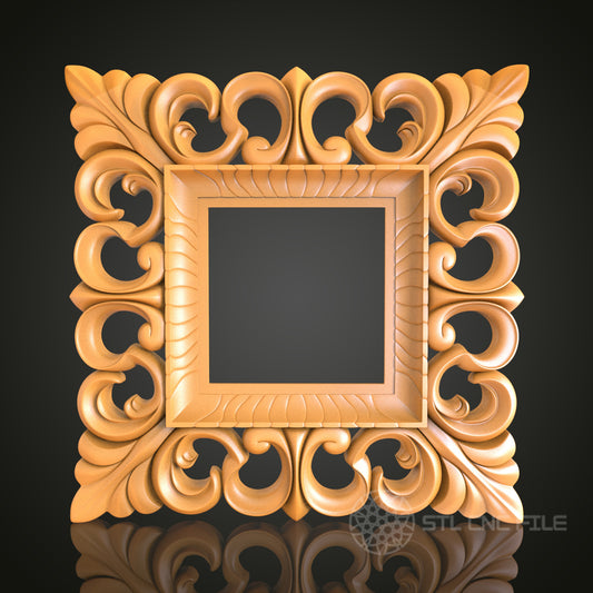 Square Ornate Decorative Frame STL Model for CNC Router Engraver, 3D Printer, Wall Art Decor