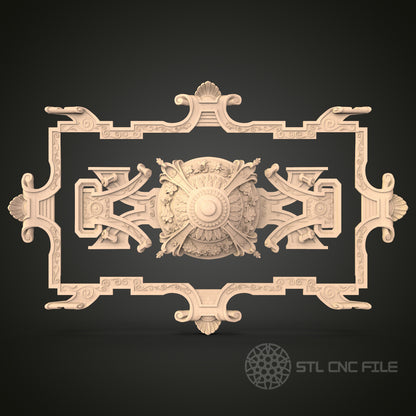 Classical Architectural Frame 3D Model STL File, Ornate Rococo Border for CNC Router – Compatible with Artcam, Aspire