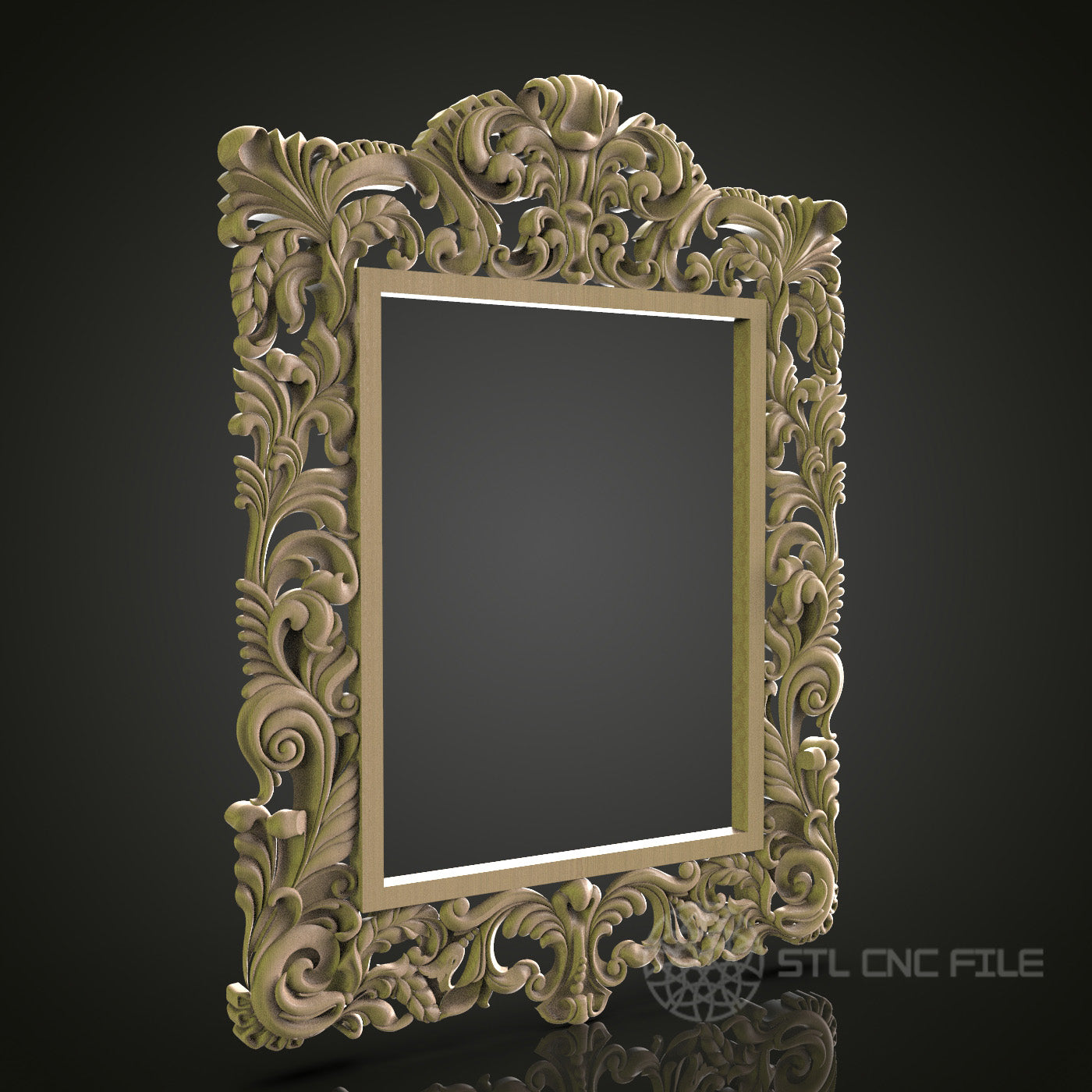 Intricate Ornate Rectangular Frame for CNC and 3D Printing - STL File