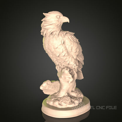 Majestic Eagle 3D Model STL File for CNC Router, Detailed Bird Sculpture for Artcam, Aspire – Ideal for Wood or Metal Art