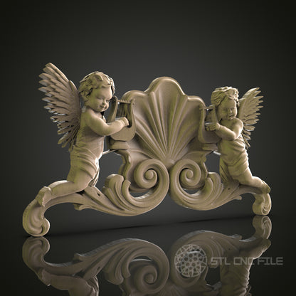 Cherub Pediment for CNC and 3D Printing - STL File