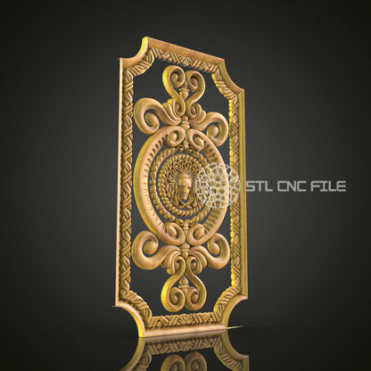 Medusa Scrollwork Wall Art - CNC Router STL Model, Mythological Decor, Artcam Aspire Files