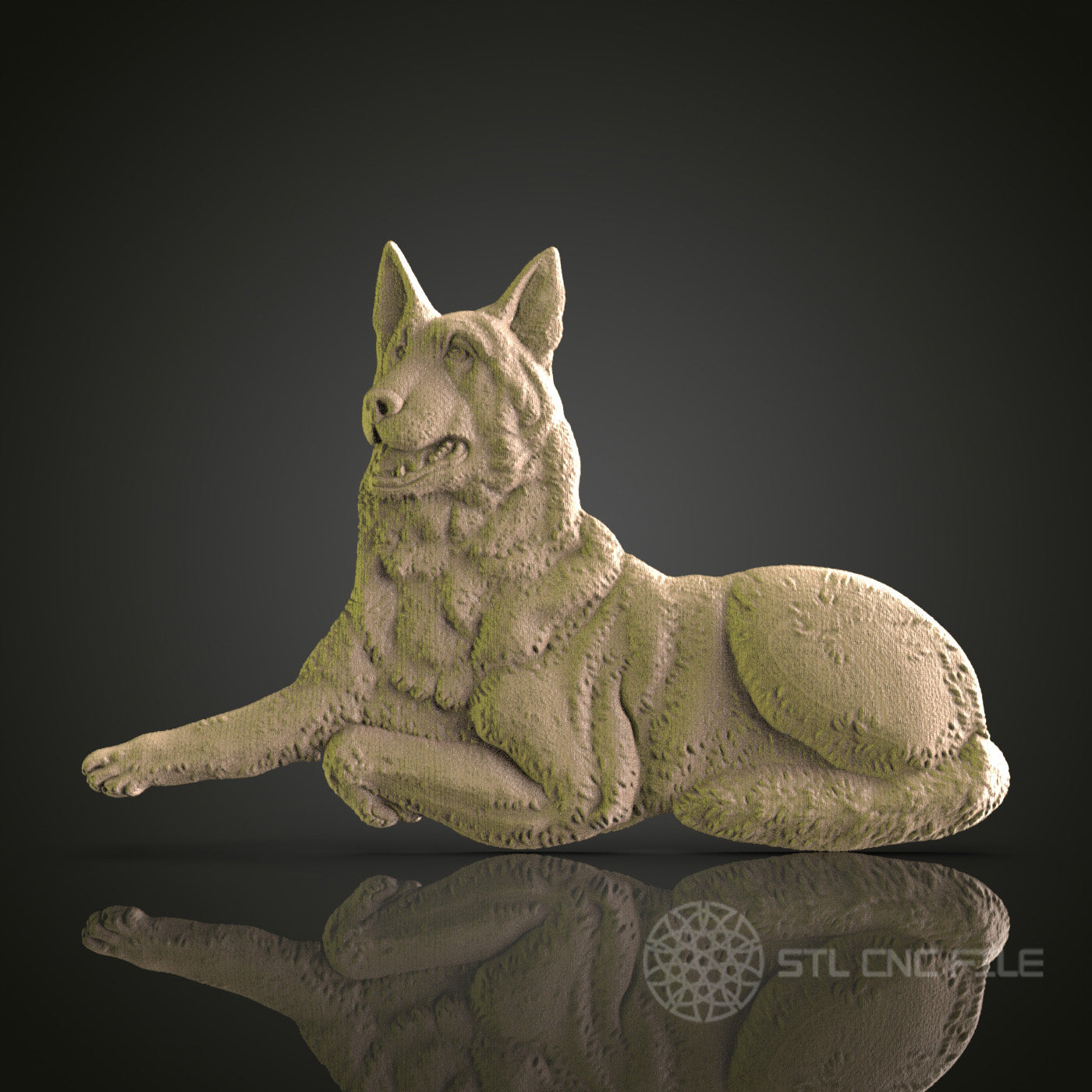 Regal Wolf Resting - 3D Printed Wolf Sculpture, CNC Router STL Model, Artcam, Aspire, Digital Wall Decor, CNC Files for Wildlife Art