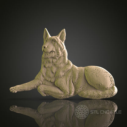 Regal Wolf Resting - 3D Printed Wolf Sculpture, CNC Router STL Model, Artcam, Aspire, Digital Wall Decor, CNC Files for Wildlife Art
