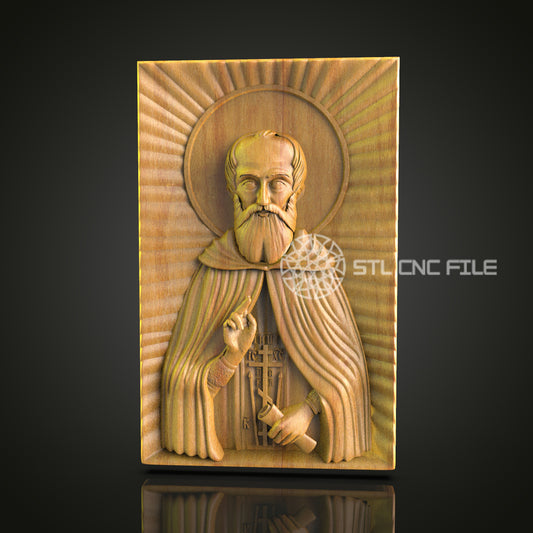 Holy Saint with Key CNC Relief Carving File - Spiritual Art for Wood Carving, Compatible with Artcam, Aspire