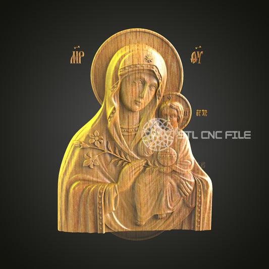 Madonna and Child CNC Carving File - Religious Wood Art for CNC Router, Compatible with Artcam, Aspire