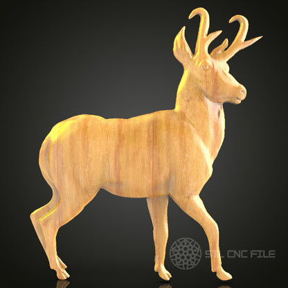 Deer 3D STL Model for CNC Router - Majestic Stag Wood Carving Digital File, Wildlife Art Decor