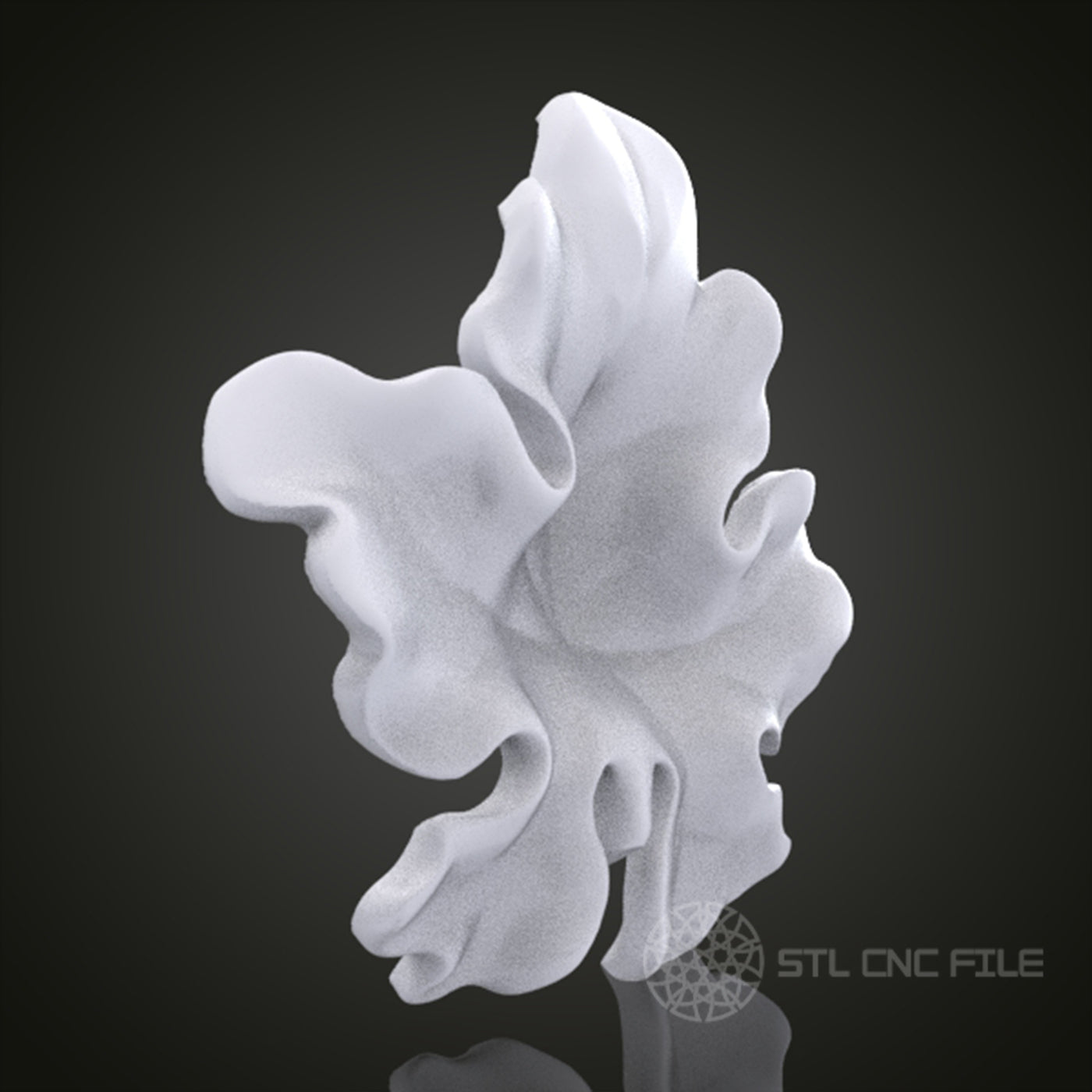Elegant Leaf 3D Relief Art for CNC Router, Artcam, Aspire, Wall Decor, STL Model, Compatible with 3D Printers