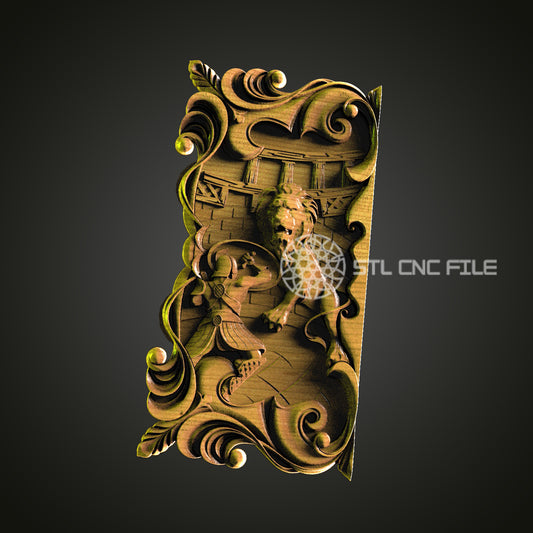 Baroque Dragon Relief STL File – Ornate CNC Router Carving for Wall Art