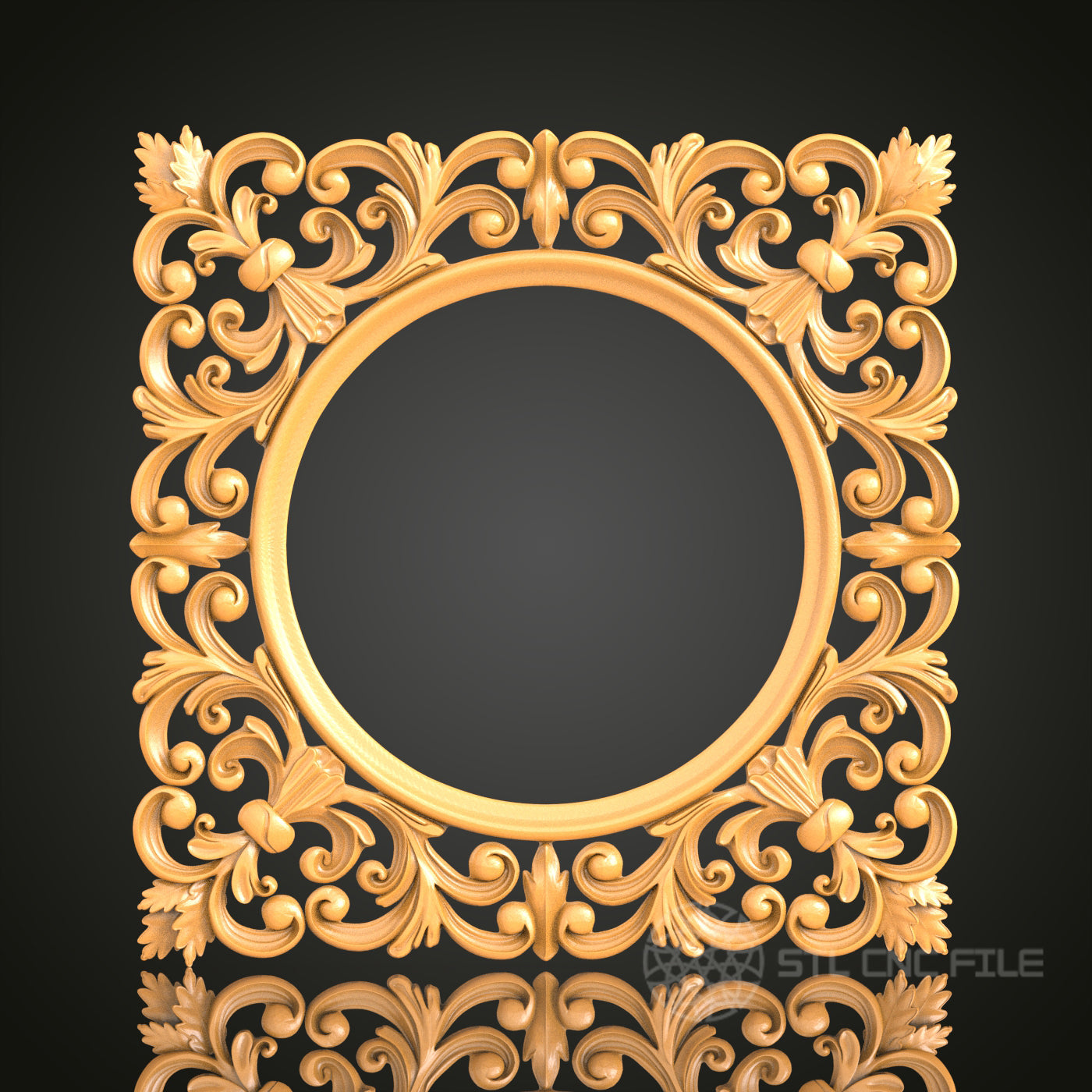 Floral Round 3D Frame STL Model for CNC Router, Artcam Aspire CNC Files, Wood Art Decor