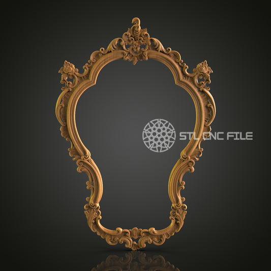 Baroque Style Wood Frame STL Model, CNC Router Engraver, Artcam, Aspire, CNC files, Wall Art, 3D Printer