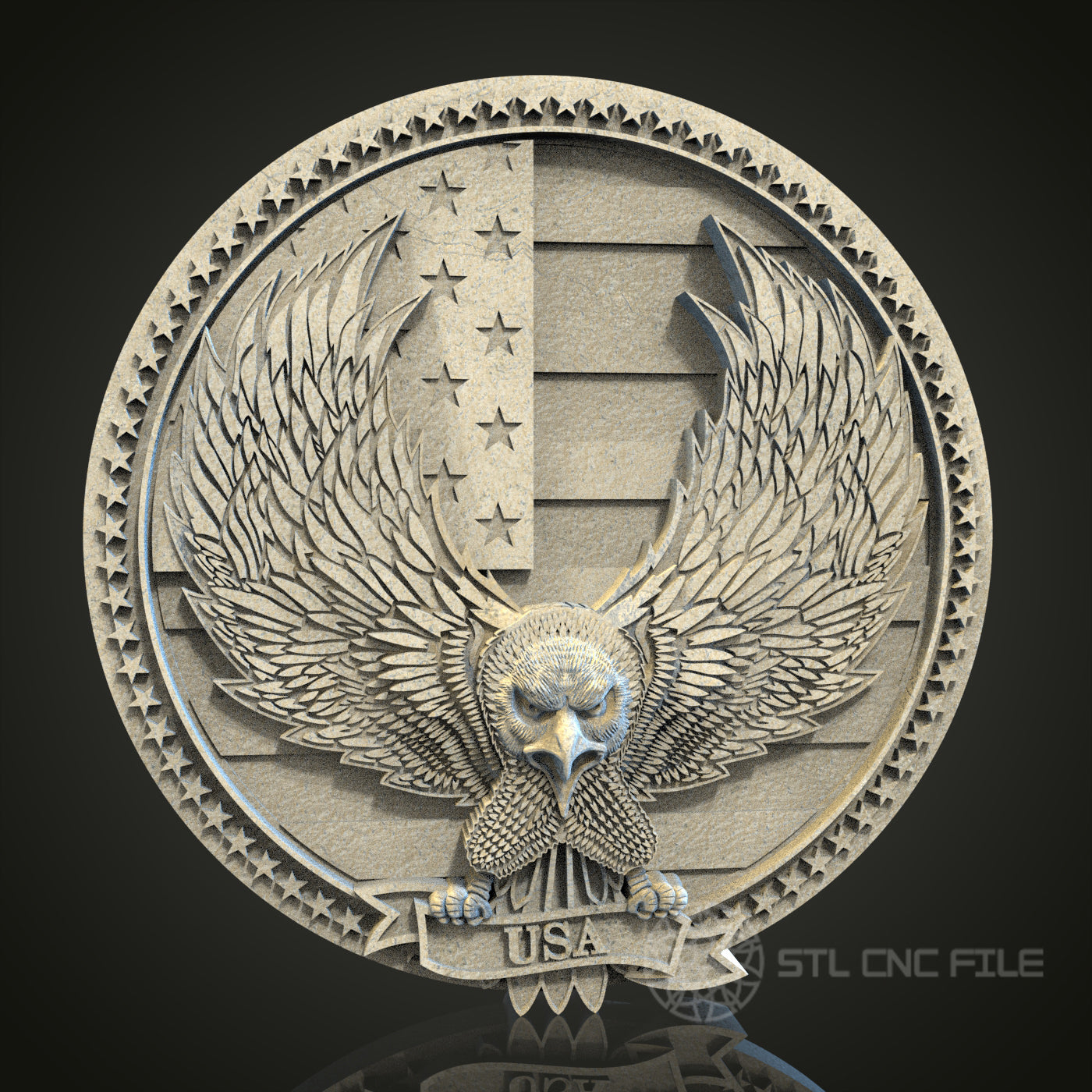 Patriotic American Eagle Relief | STL Model for CNC Router, 3D Printer | Aspire, Artcam, CNC Files
