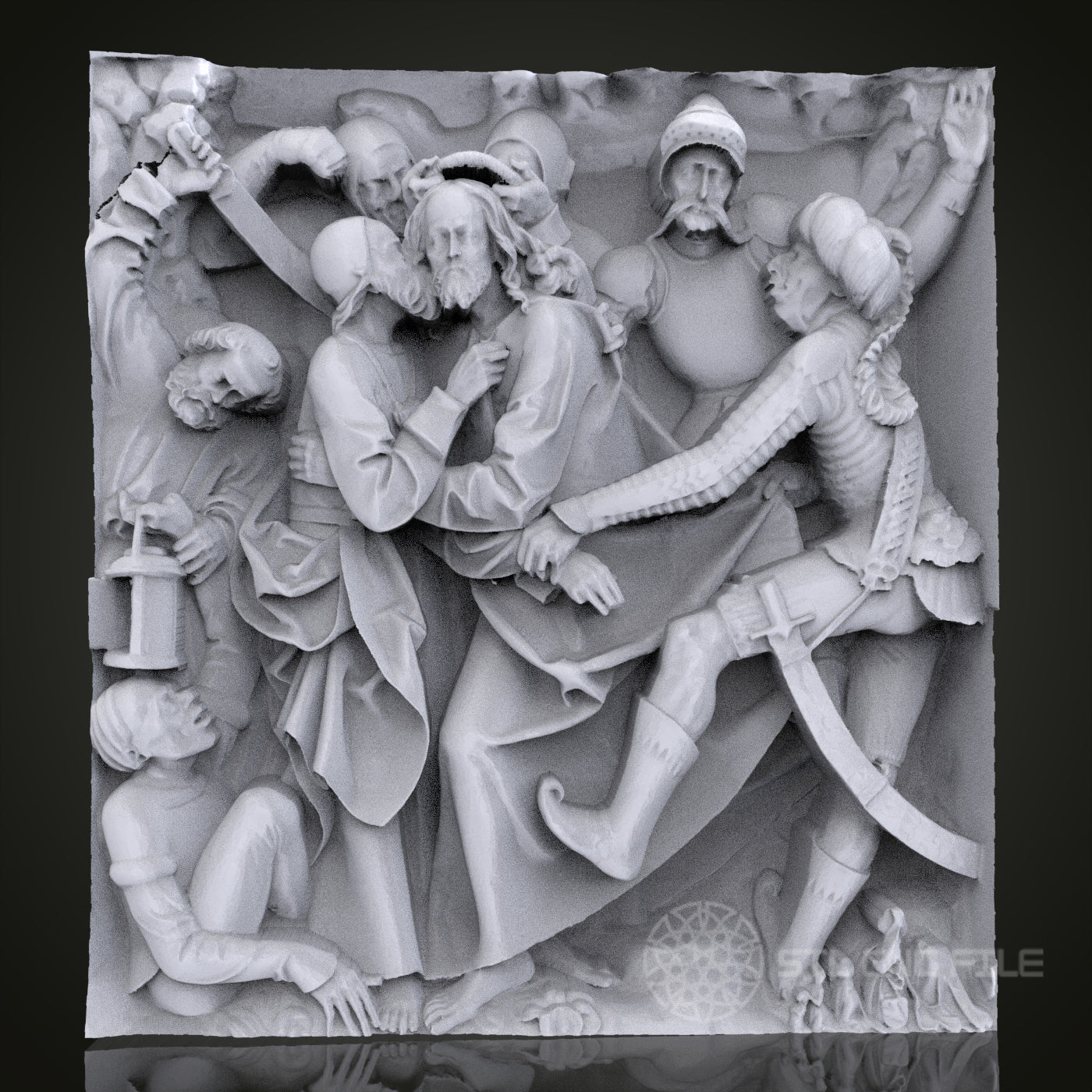 Betrayal of Christ 3D Relief Art for CNC Router, Artcam, Aspire, Wall Decor, STL Model, Compatible with 3D Printers