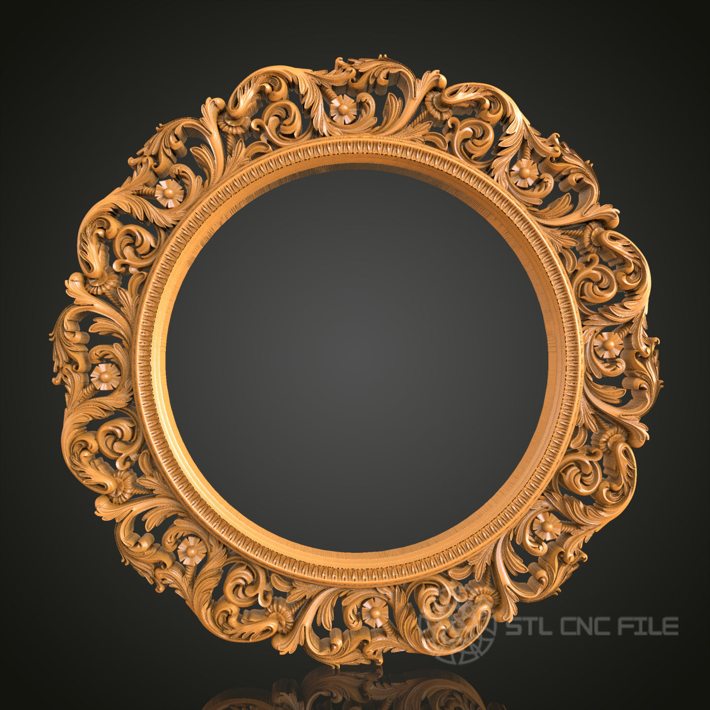 Ornate Round Frame 3D Relief Art for CNC Router, Artcam, Aspire, Wall Decor, STL Model, Compatible with 3D Printers