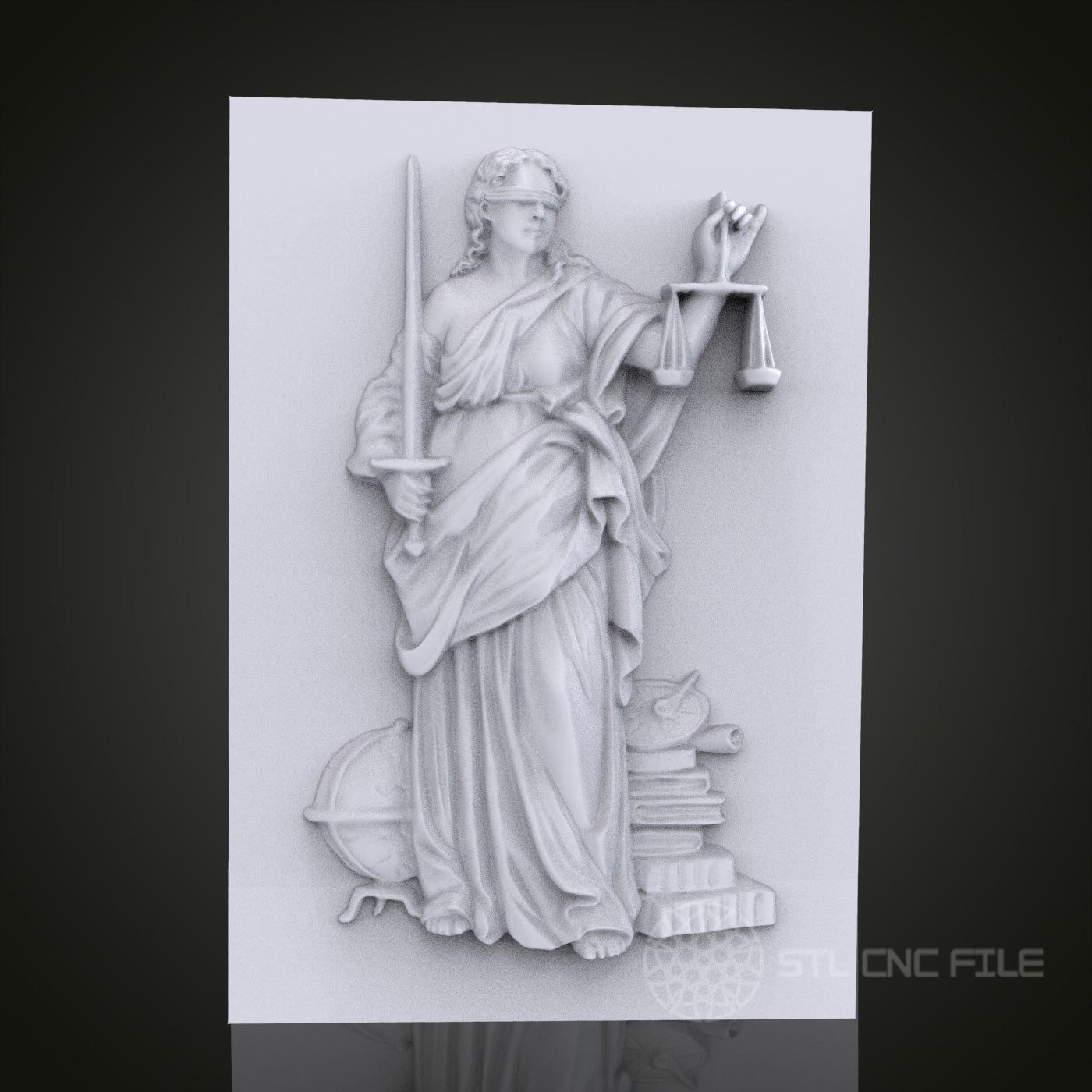 Lady Justice 3D Relief Art for CNC Router, Artcam, Aspire, Wall Decor, STL Model, Compatible with 3D Printers