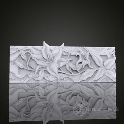 Floral Panel 3D Relief Art for CNC Router, Artcam, Aspire, Wall Decor, STL Model, Compatible with 3D Printers