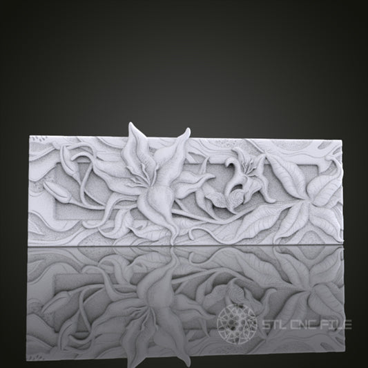 Floral Panel 3D Relief Art for CNC Router, Artcam, Aspire, Wall Decor, STL Model, Compatible with 3D Printers