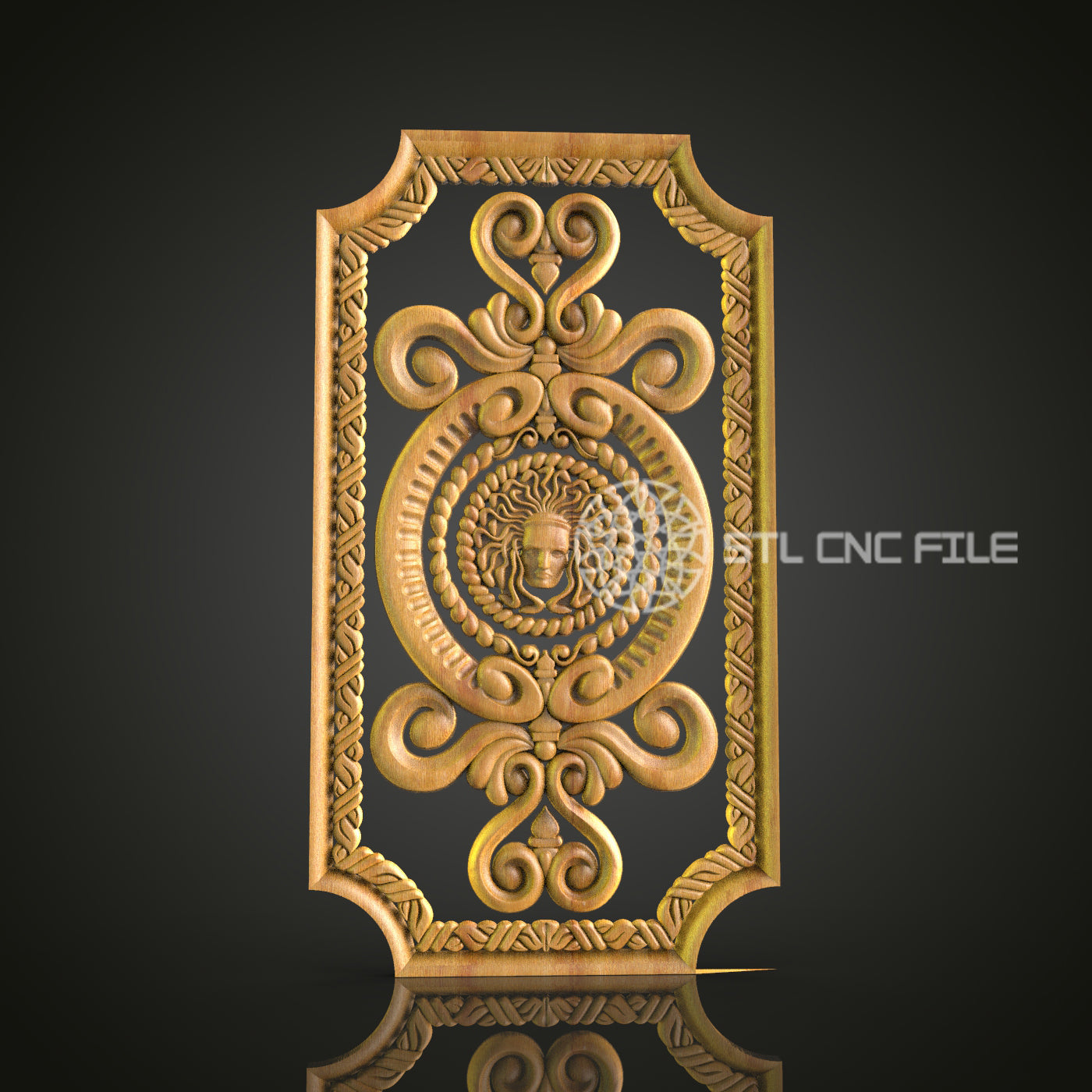Medusa Scrollwork Wall Art - CNC Router STL Model, Mythological Decor, Artcam Aspire Files