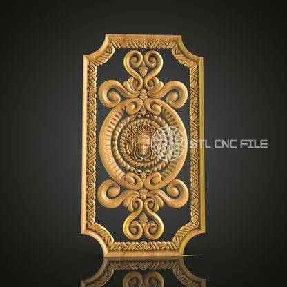 Medusa Scrollwork Wall Art - CNC Router STL Model, Mythological Decor, Artcam Aspire Files