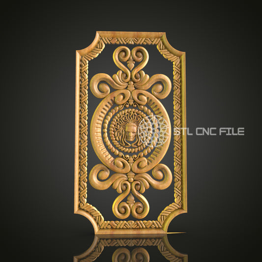 Medusa Scrollwork Wall Art - CNC Router STL Model, Mythological Decor, Artcam Aspire Files