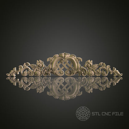 Intricate Floral Pediment for CNC and 3D Printing - STL File