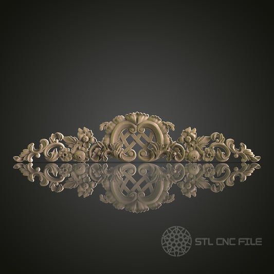 Intricate Floral Pediment for CNC and 3D Printing - STL File