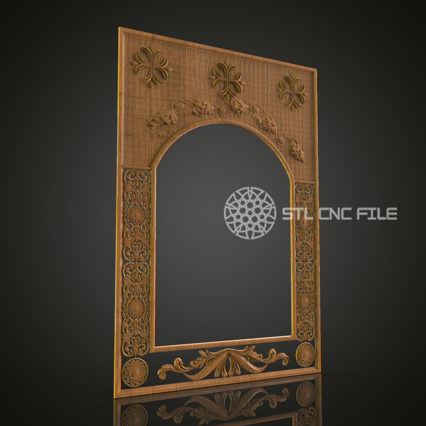 Intricate Arched 3D Frame STL Model for CNC Router Engraver - Artcam, Aspire, CNC Files, Wall Decor, 3D Printer