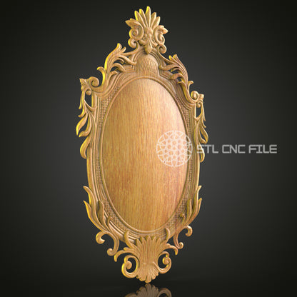 Ornate Oval 3D Frame STL Model for CNC Router Engraver - Artcam, Aspire, CNC Files, Wall Decor, 3D Printer