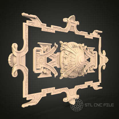 Classical Architectural Frame 3D Model STL File, Ornate Rococo Border for CNC Router – Compatible with Artcam, Aspire