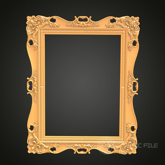 Rectangular Ornate Decorative Frame STL Model for CNC Router Engraver, 3D Printer, Wall Art Decor