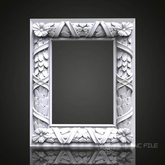 Nature's Frame - Decorative 3D CNC Engraved Wood Frame, Artcam Aspire STL Model for CNC Router, Rustic Wall Frame