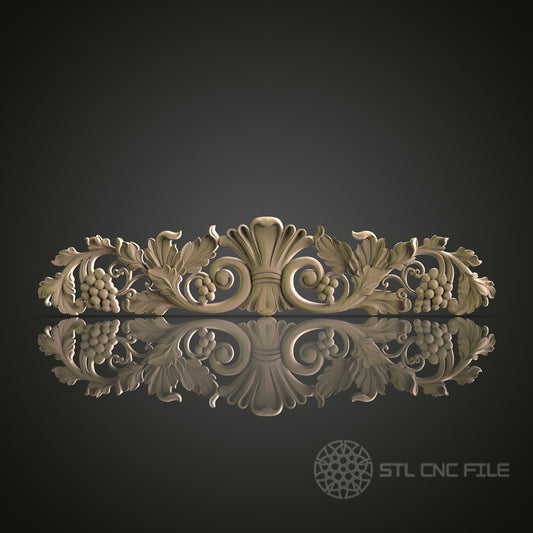 Grape Vine and Shell Pediment for CNC and 3D Printing - STL File