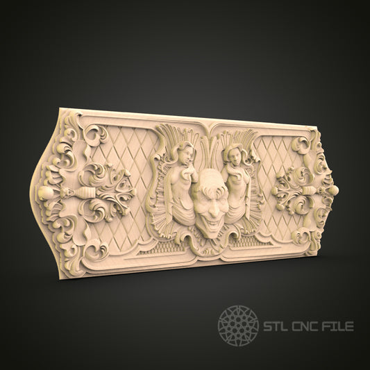 Baroque Coat of Arms CNC Carving STL File - Classical Art Design, Compatible with Artcam, Aspire