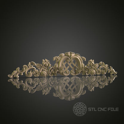 Intricate Floral Pediment for CNC and 3D Printing - STL File