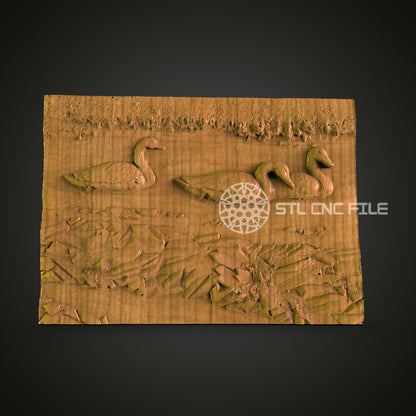 Swan Lake Relief STL File – Elegant CNC Router Carving for Nature-Inspired Decor