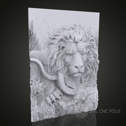 Majestic Lion 3D Relief Art for CNC Router, Artcam, Aspire, Wall Decor, STL Model, Compatible with 3D Printers
