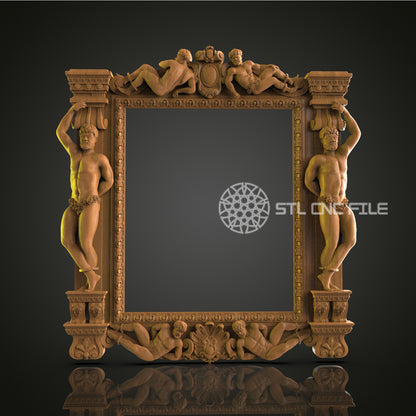 Exquisite Baroque Frame STL Model for CNC Router, Artcam, Aspire, Wood Art, Wall Decor, 3D Printer