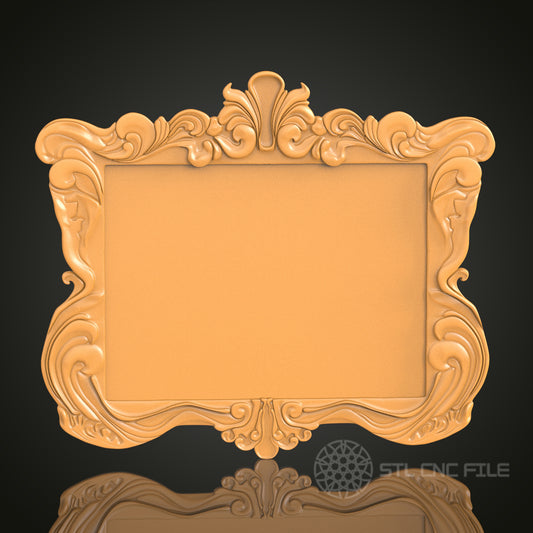 Ornate Rococo Style Frame Design STL Model for CNC Router Engraver - Artcam, Aspire, CNC Files, 3D Printer Compatible, Wall Decor