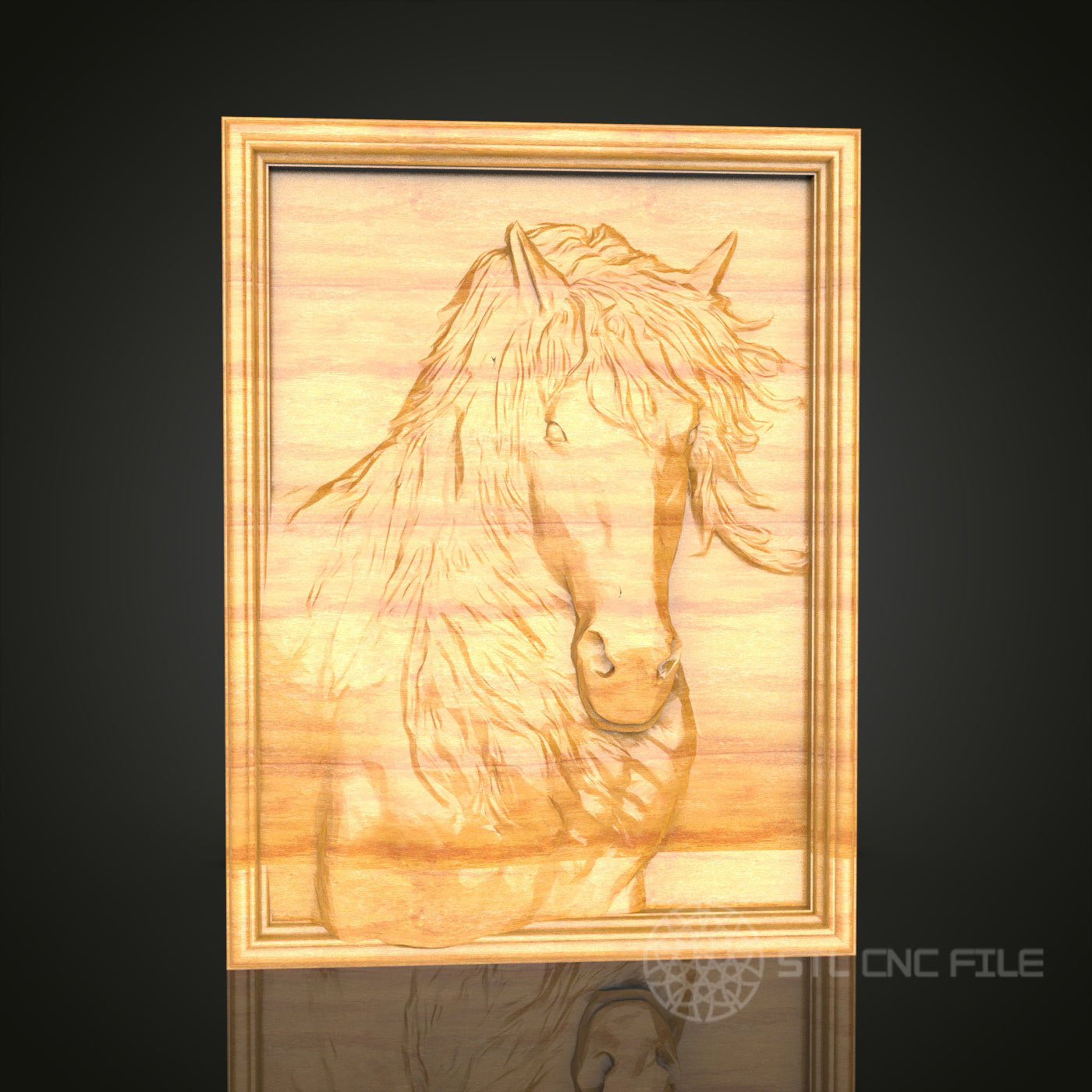 Majestic Horse Portrait Wall Art - 3D STL File for CNC Wood Carving