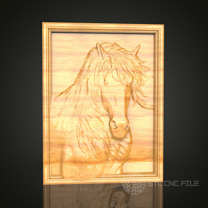 Majestic Horse Portrait Wall Art - 3D STL File for CNC Wood Carving