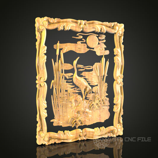 3D Wetland Scene STL File for CNC Router, Artcam, Aspire - Nature Inspired Wood Wall Art Decor