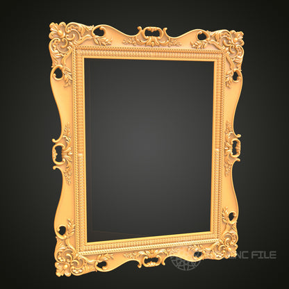 Rectangular Ornate Decorative Frame STL Model for CNC Router Engraver, 3D Printer, Wall Art Decor