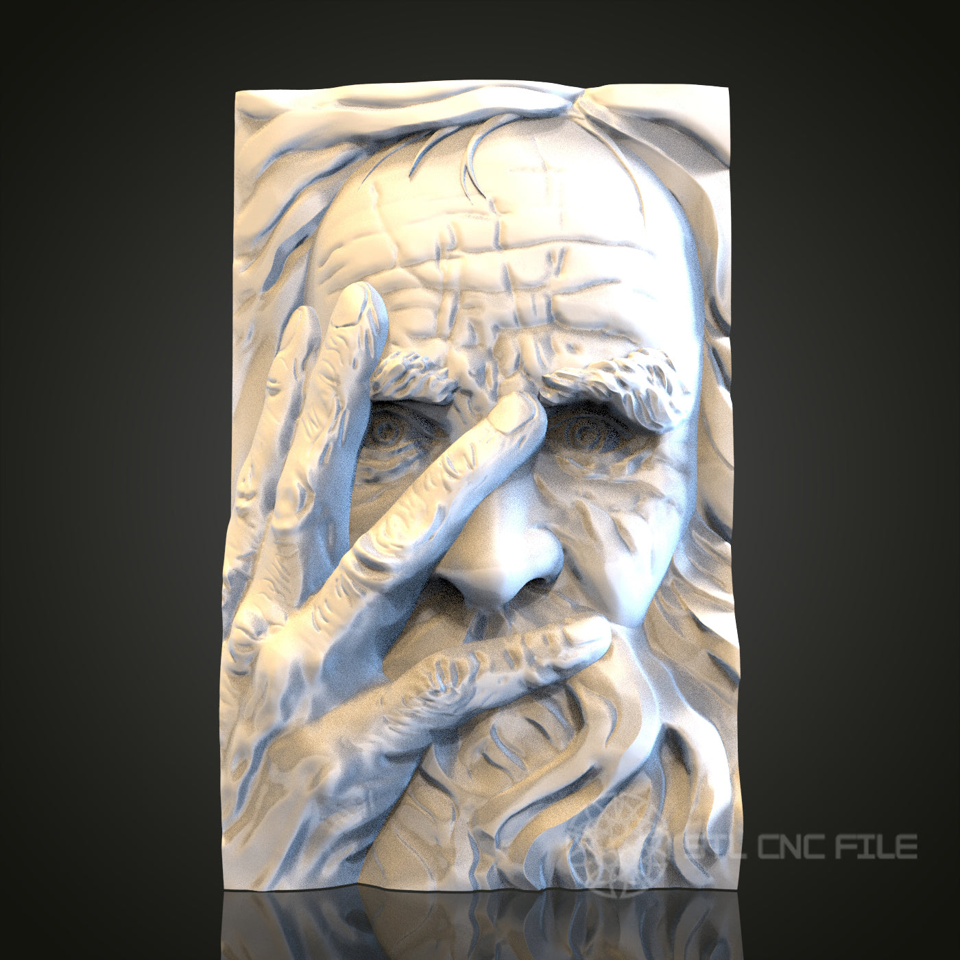 Expressive Old Man Face Relief STL Model for CNC and 3D Printing, Artcam, Aspire, Wall Decor